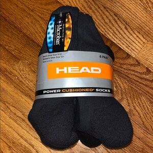 HEAD Men's Athletic Black Socks - 6 Pair